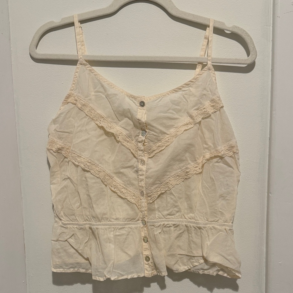 AMO Cream Button-Front Camisole with Lace